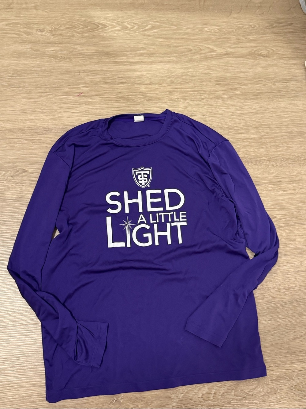 St. Thomas Purple "Shed a Little Light" Long Sleeve Tee -L